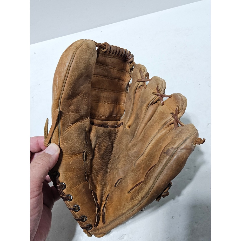 Vintage Ted Williams 1662 Baseball Glove Sears Roebuck and Co Brown Leather RHT - Picture 7 of 11